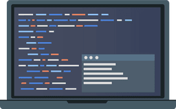 an image of a computer with lines that resemble code on it